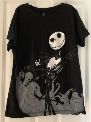 Womens Disney Nightmare Before Christmas T Shirt Double Sided Size Xl Black