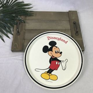 Vintage Disneyland Mickey Mouse Souvenir Metal Plate Tray 11 " Diameter