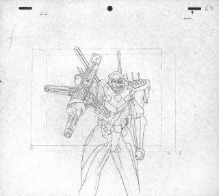 Genesis Surviver Gaiarth Anime Production Cel w Douga Sketch 10x12 Barbarossa 2