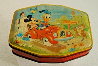 Vintage Disneyland Park Tin Metal Box Made By Horner In England
