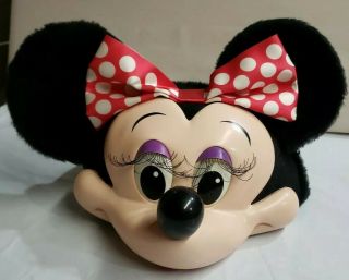 Disney Park Vintage Minnie Mouse Hat 3 - D Face Ears Eyelashes Polka Dot Bow 719