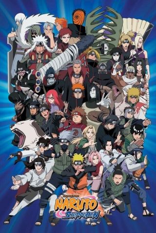 Naruto Shippuden Blue Cast 24x36 Anime Poster Manga Shonen Jump Cartoon