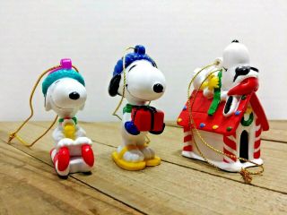 Snoopy Christmas Ornaments Pvc Figures Set Of 3