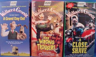 3 Wallace & Gromit Vhs Wrong Trousers Grand Day Out A Close Shave Stereo