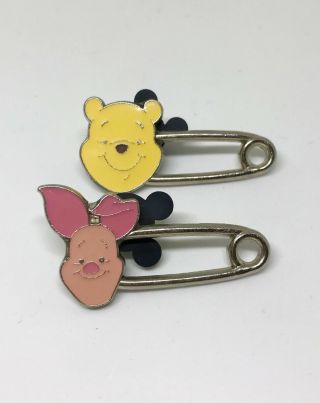 Disney Hong Kong Disneyland Pin Piglet Pooh Safety Pin Set