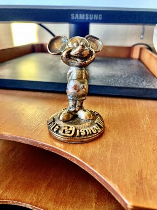 Rare Vintage Walt Disney World Mickey Mouse Brass Or Bronze Figure Statue