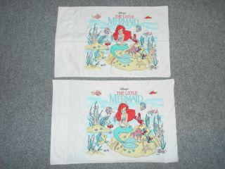 2 Vintage 1989 Disney The Little Mermaid Standard Pillow Cases Set