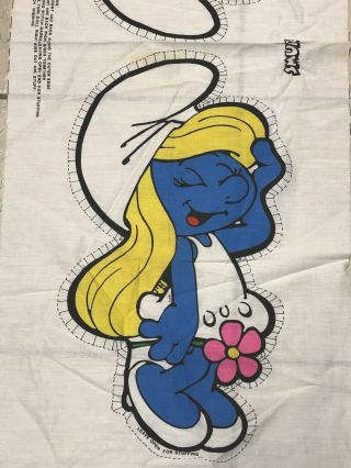 1980s Smurf Fabric Pillow Pattern Smurfette Cut Sew & Stuff