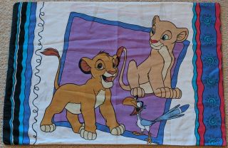 Vintage Disney Lion King Pillow Case Nala Zazu Timon Pumbaa 90s