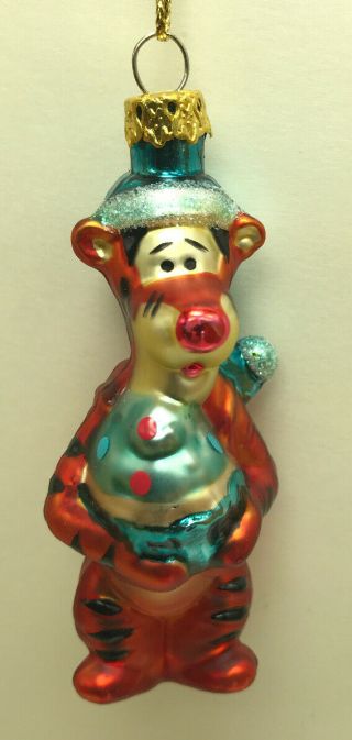 Disney Tigger Winnie The Pooh Blow Glass 4 " Tall Ornament Holiday Christmas