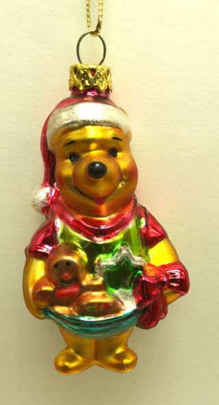 Disney Winnie The Pooh Blow Glass 4 " Tall Ornament Holiday Christmas