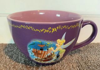 Disney Store Purple Tinker Bell Peter Pan Mug Pirate Ship Theme 18 Oz Cup
