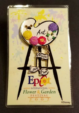 Wdw Disney: Flower & Garden Festival Art Music Love Fun Easel Pin (2002,  Epcot)