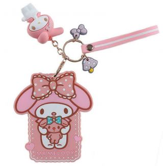 Cute My Melody Id Badge Lanyard Card Holder C/w Key Chain Keyrings Ring