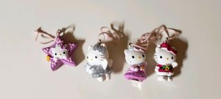 Set Of 4 Hello Kitty Mini Christmas Ornaments Guc