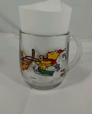 Winnie The Pooh Santa Glass Coffee Mug Cup A 100 Acre Holiday Christmas Tigger