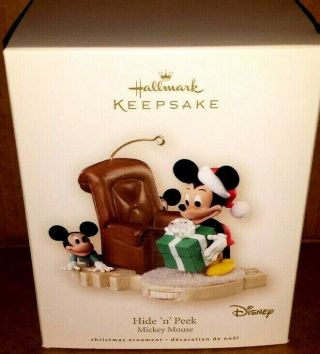2007 Hallmark Disney Ornament Disney Mickey Mouse Hide N Peek Christmas