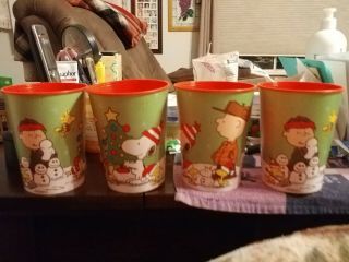 Snoopy Holiday Cups Set Of 4 Snoopy Charlie Brown Mini Snowmen