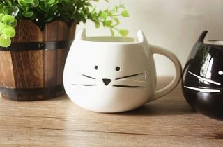 Moyishi 300ml Lovely Cute Little White Cat Coffee Milk Ceramic Mug Cup 2