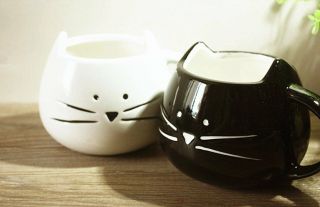 Moyishi 300ml Lovely Cute Little White Cat Coffee Milk Ceramic Mug Cup 3