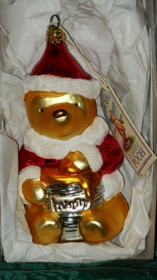 1997 Classic Winnie The Pooh Blown Glass Christmas Ornament (limited Edition)