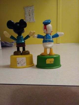 1977 Gabreil Walt Disney Push Up Puppets Mickey Mouse,  Donald Duck 2