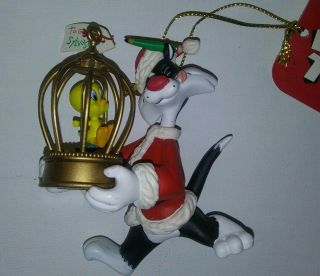 1995 Matrix Looney Tunes Collectible Ornament Sylvester Tweety Bird In Cage