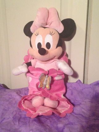 Walt Disney World Babies Minnie Mouse Stuffed Plush Toy Doll Blanket 14 " Baby