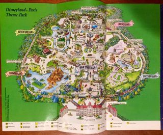 Disneyland Paris 1996 Guidebook Park Map - Featuring Space Mountain In English