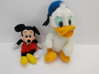 Disneyland Walt Disney World Donald Duck 10 " Plush Toy & Mickey Mouse 8 " Plush