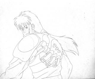Genesis Surviver Gaiarth Anime Production Cel w Background & Sketch 10x14 Ital 2