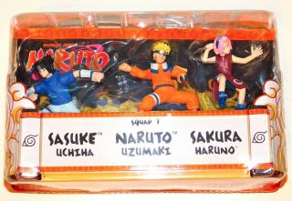 2002 Naruto Anime Action 3 - Figure Set Squad 7 Sasuke,  Naruto,  Sakura