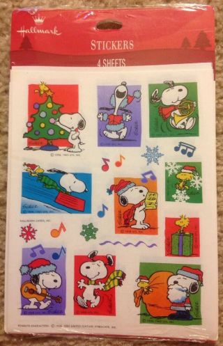 Vintage Hallmark Snoopy Christmas Stickers Peanuts