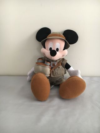 Mickey Mouse Safari W/ Binoculars Stuffed Plush Toy 12 " Animal Kingdom - Perfect
