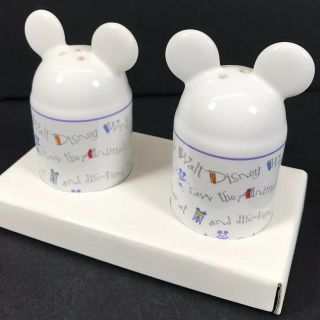 Disney Mickey Mouse Ears White Salt & Pepper Shakers Walt Disney Vacation Theme