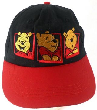 Winnie The Pooh Embroidered Red & Black Small Youth Size Cap Hat