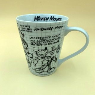Walt Disney Mickey Mouse Sketch Book Coffee Mug 2008 White Don Towley 7/20/1937