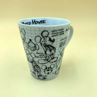 Walt Disney Mickey Mouse Sketch Book Coffee Mug 2008 White Don Towley 7/20/1937 2