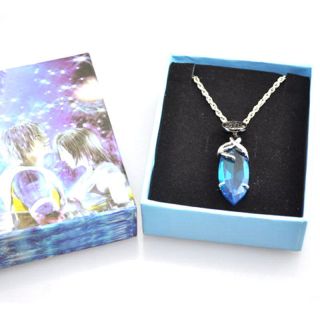 Anime Final Fantasy Crystal Yuna Blue Freeze Materia Pendant Cosplay Necklace