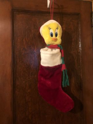 1998 Warner Bros Looney Tunes Tweety Bird 24 " Christmas Stocking Euc
