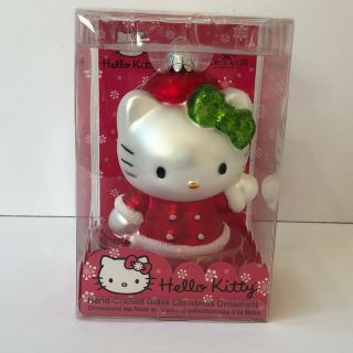 Hello Kitty Hand Crafted Glass Christmas Ornament,  Kurt Adler Sanrio 5 " Tall