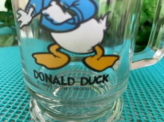 Vintage Walt Disney Donald Duck Collectible Glass Root Beer Mug Stein 3