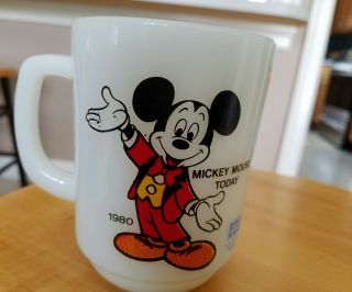 Anchor Hocking Milk Glass Mickey Mouse 1980 " Today " Pepsi Collector Series Mug