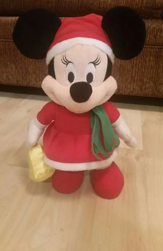 Disney Minnie Mouse 12 " Plush Animated Musical Christmas Bell Ringer Sings
