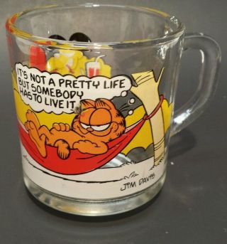 Vintage 1978 Garfield Cat Mcdonalds Glass Cup / Mug Odie Anchor Hocking