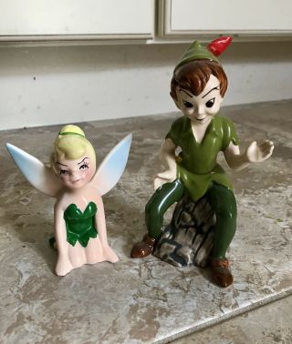 Vintage Disney Peter Pan And Tinkerbell Ceramic Figures