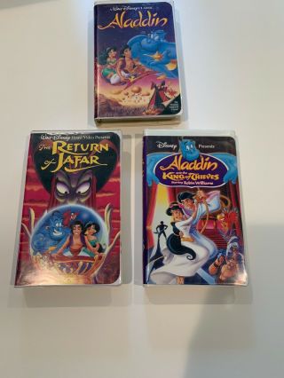 Set Of Disney Aladdin Vhs Black Diamond Classic Return Of Jafar,  King Of Thieves