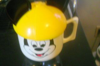 Vintage Mickey Mouse Walt Disney Sippy Cup With Ears & Feet & Hole For Straw