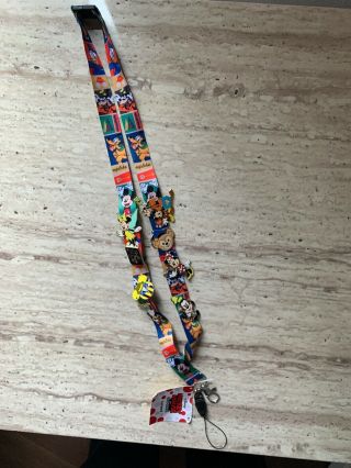 Disney Trading Pins With Mickey Mouse And Friends Lanyard