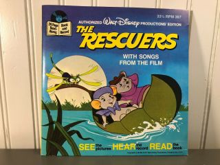 Walt Disney The Rescuers See Hear Read Book Vinyl Record 33 Rpm Near Vg,